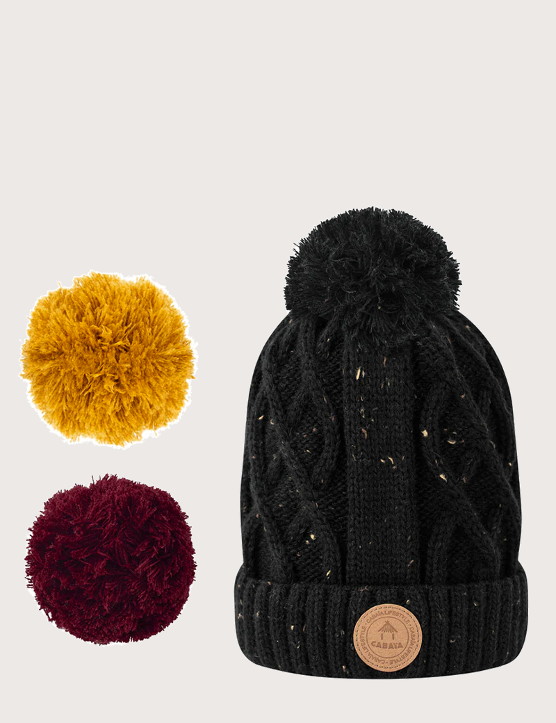 CABAIA BONNET APPLETINI 3 POMPONS NOIR