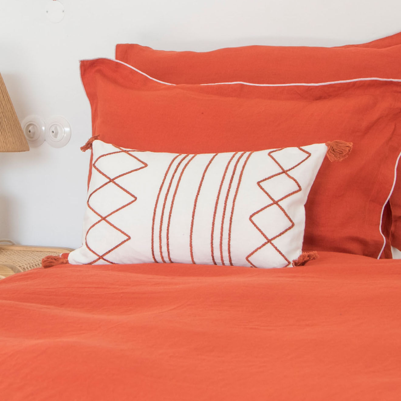 Febronie Home Drap housse 100% Lin Hortense terracotta