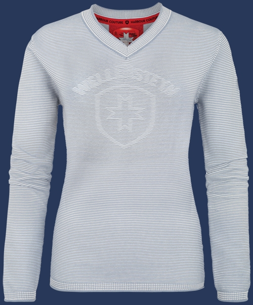 Damen Pullover 004 KoNitK, Cocos/Skyblue