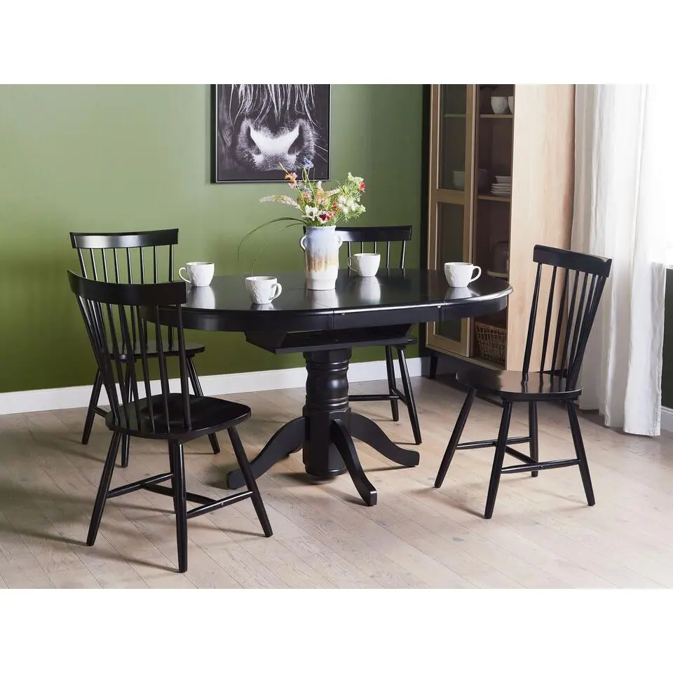 AKRON - Uitschuifbare eettafel - Zwart - 106/150 x 106 cm - MDF