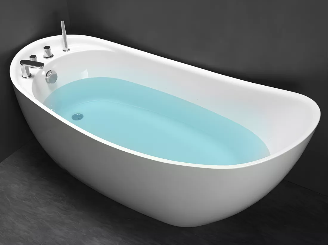 Baignoire îlot NATALIA avec robinetterie - 220L - L150 x P75 x H70cm - Blanche