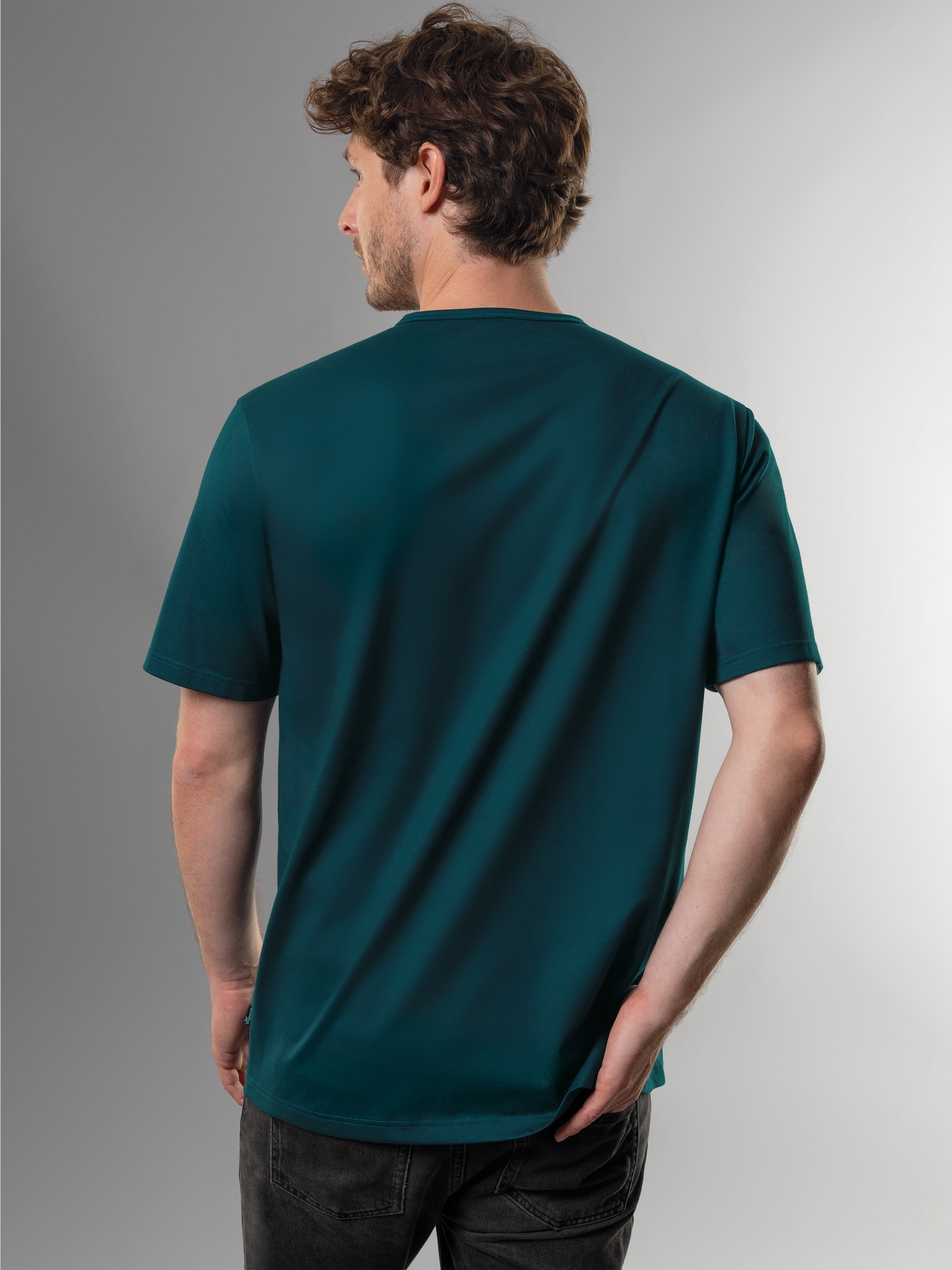 T-Shirt mit Knopfleiste DELUXE Baumwolle Saphir