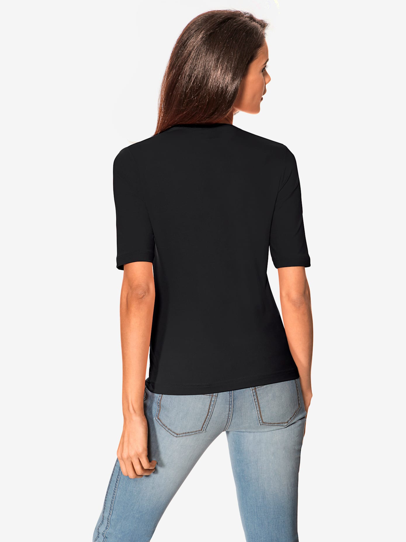 T-shirt en v manches mi-longues et encolure en v féminine