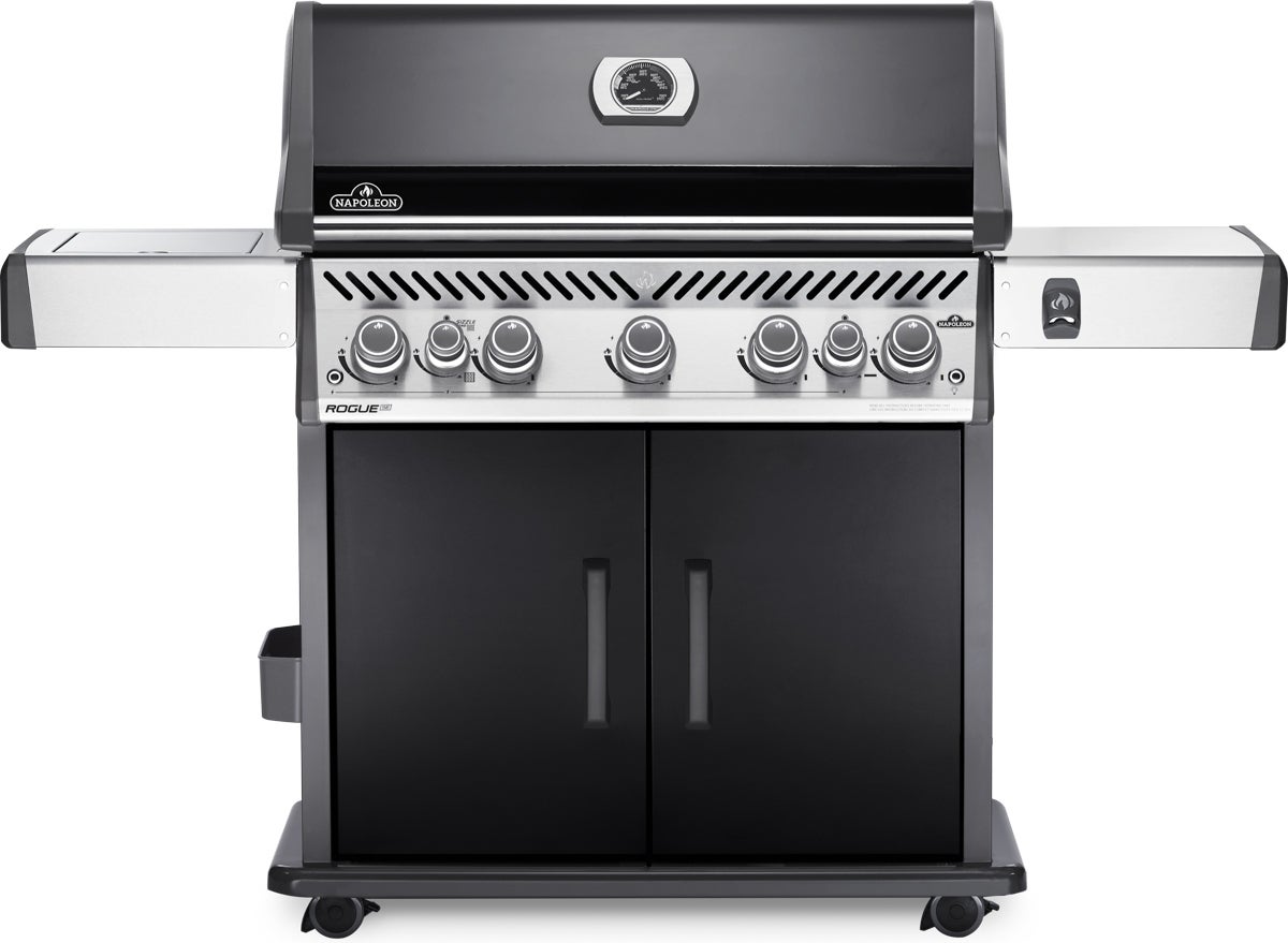 Napoleon gasbarbecue met achter- en zijbrander Rogue zwart 168 x 64 x 123 cm