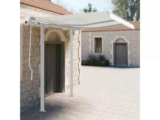 Jeu de poteaux d'auvent blanc 300x245 cm fer