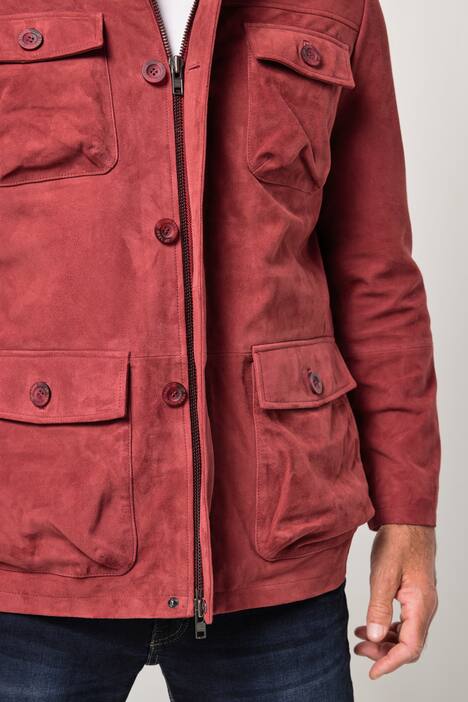 Leder-Fieldjacket, Leder, Ziegen-Veloursleder, viele Taschen, aubergine | Ulla Popken