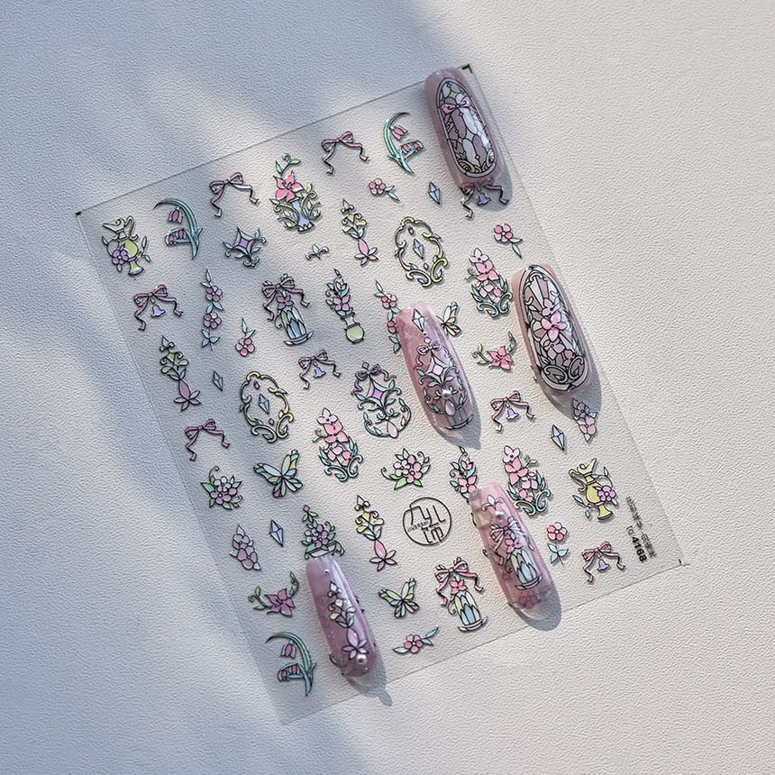 tomoni - Nail Art Stickers met Gebeitst Ramen