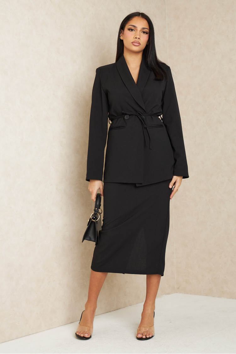 Ensemble 2 pièces blazer + jupe droite noir