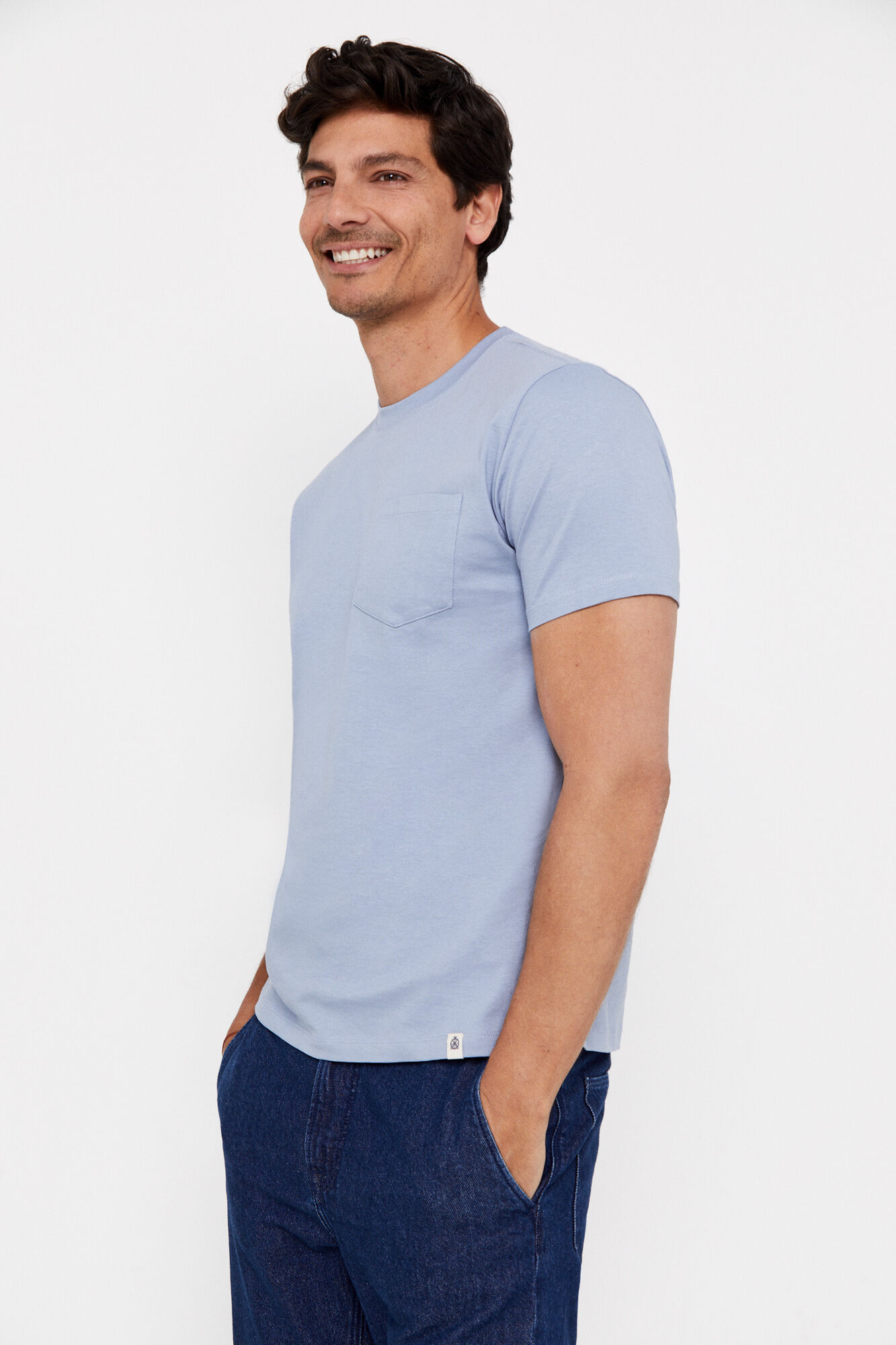Camiseta básica com bolso - Azul