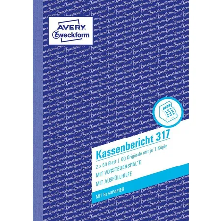 Avery Zweckform 317 Kassenbericht, A5, mit Blaupapier, 2x50 Blatt