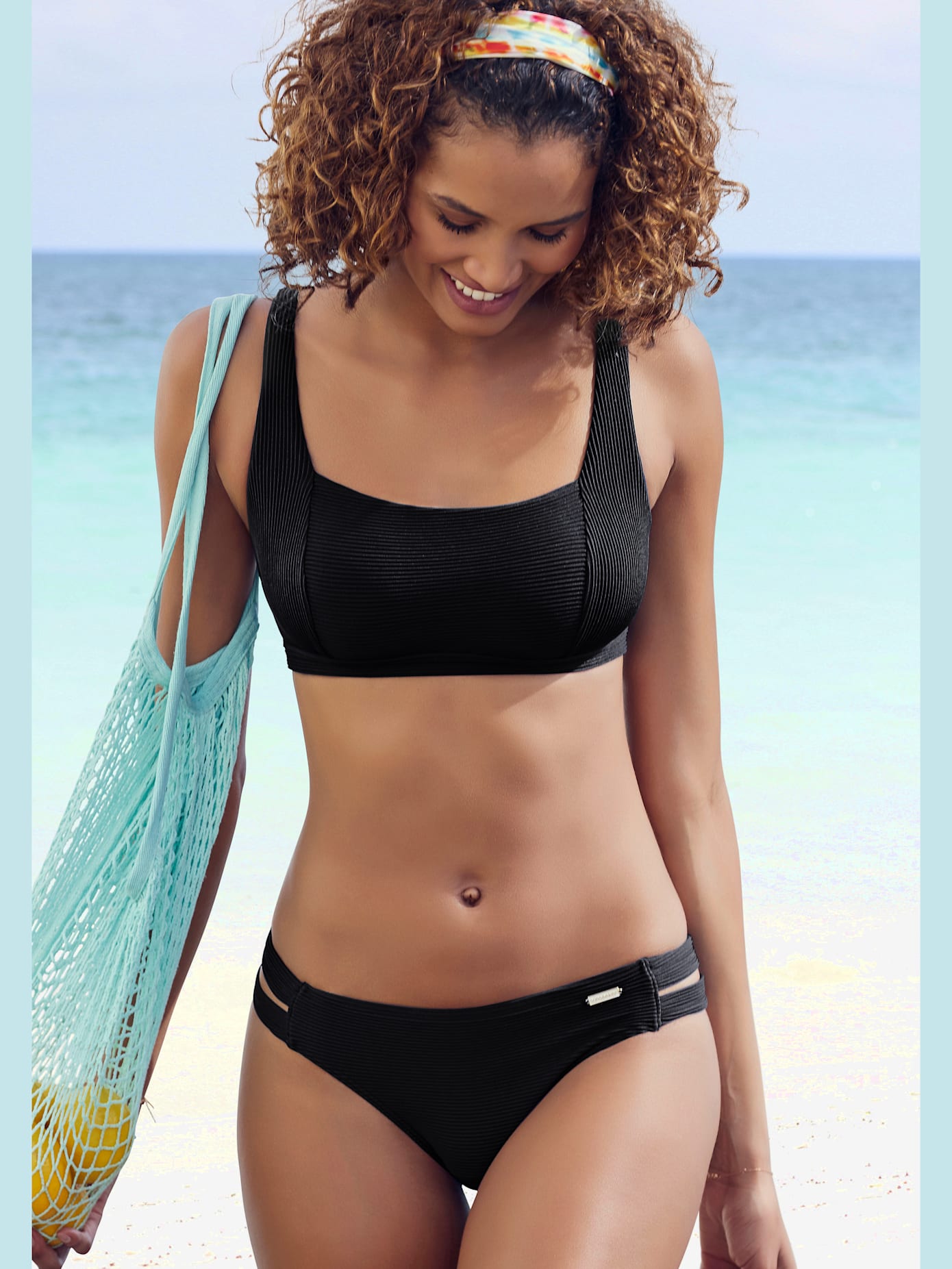 Haut de bikini bustier tissu structuré tendance