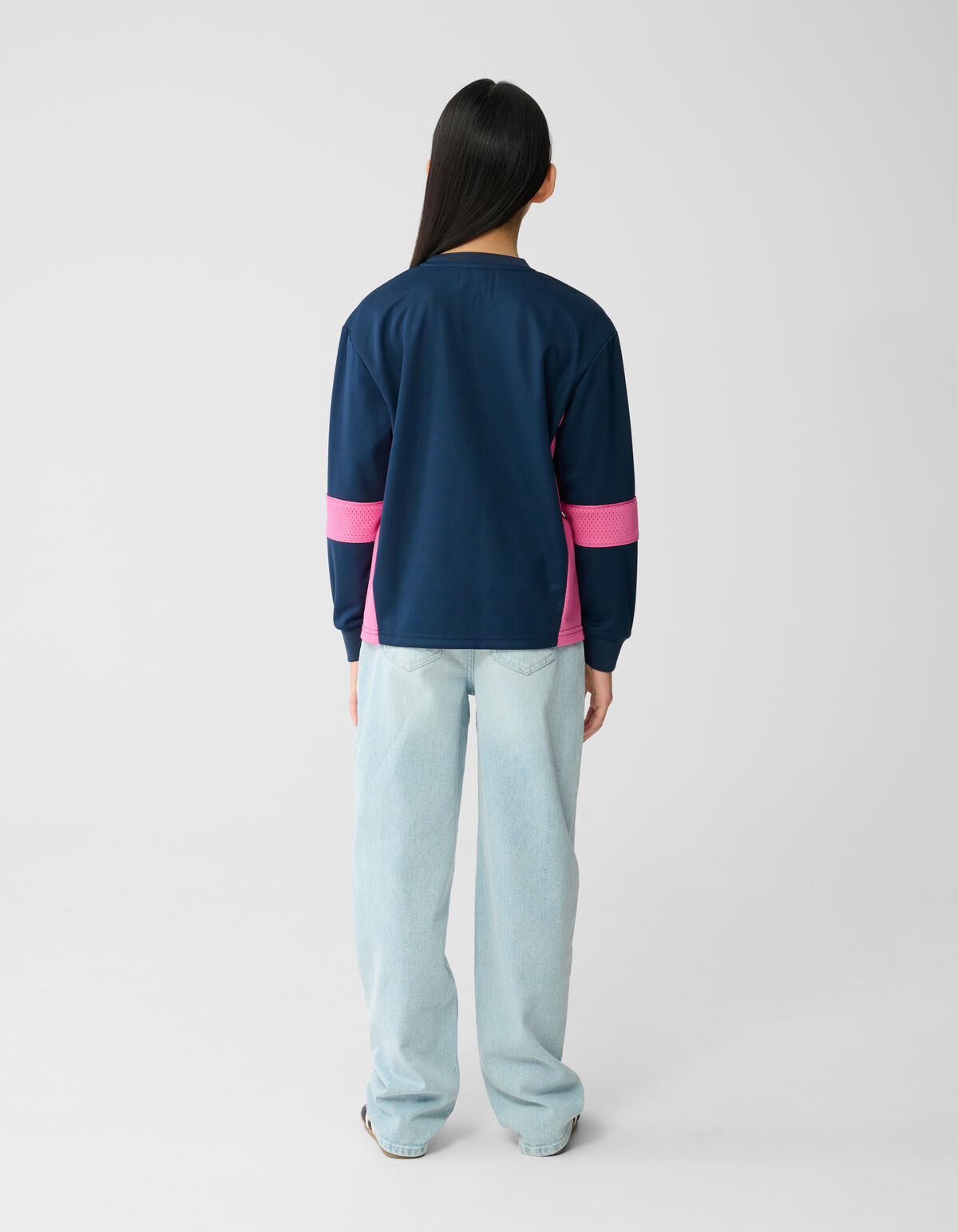 Baseball Mix Longleeve Top Donkerblauw