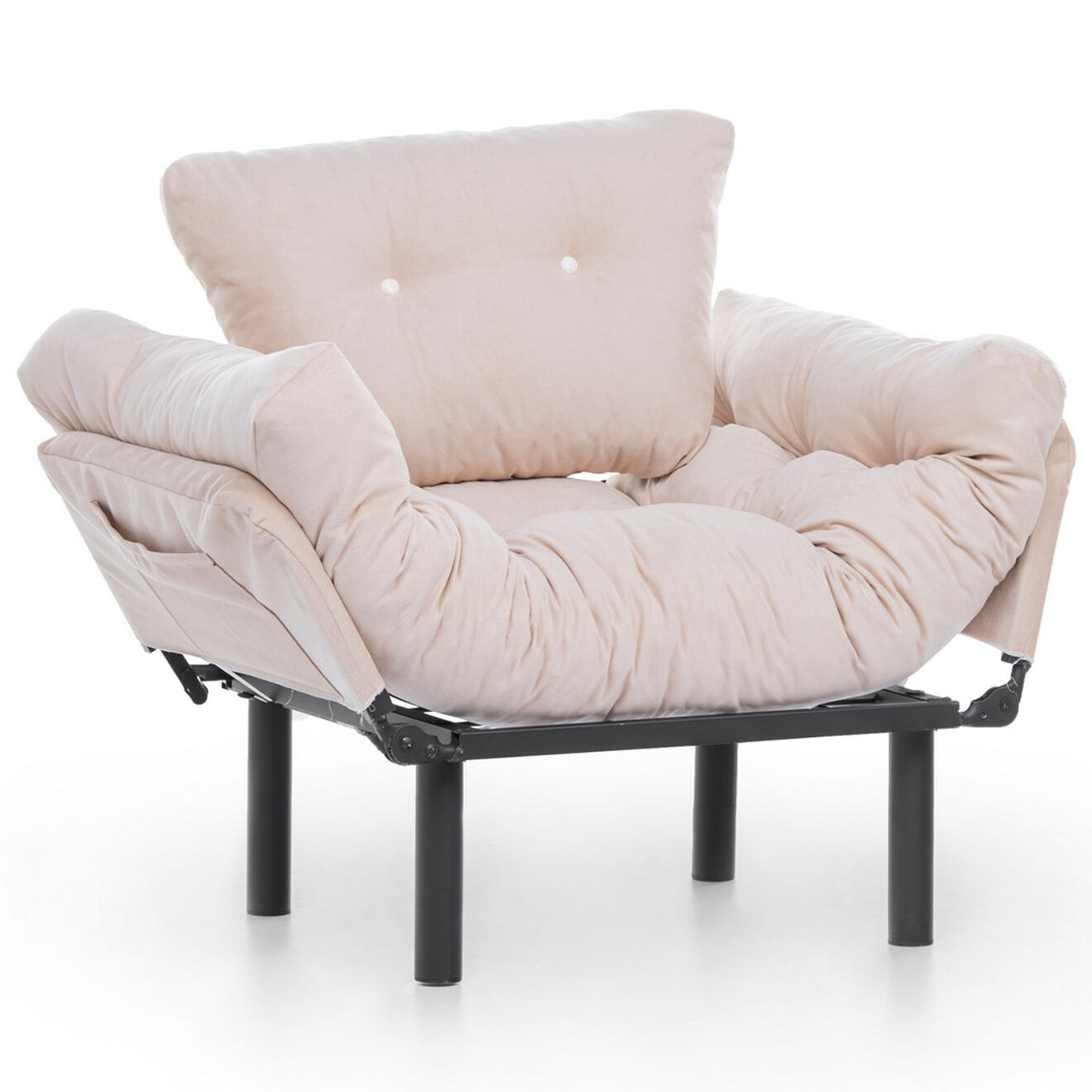 Wooden Art Fauteuil Nitta crème - 60x53x45 cm