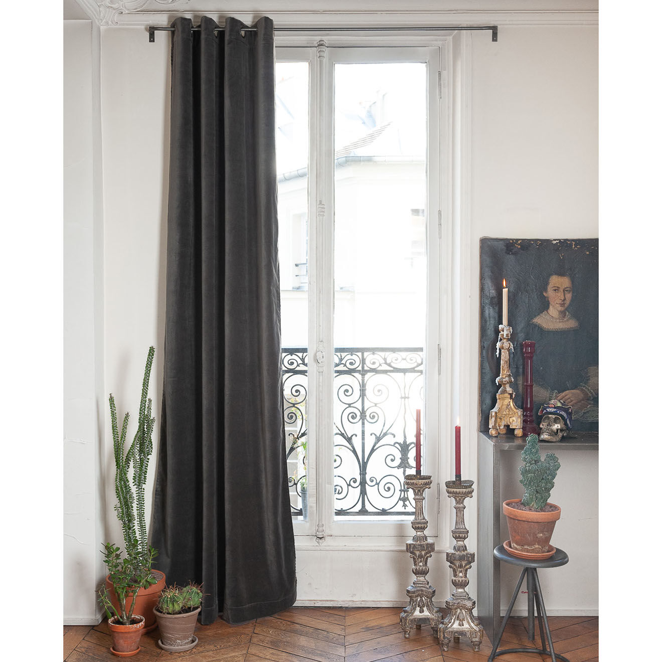En Fil d'Indienne Rideau Lyric anthracite - 135x250 cm