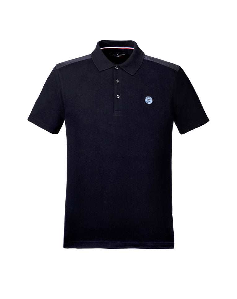 Polo Noir Empiècement Epaules