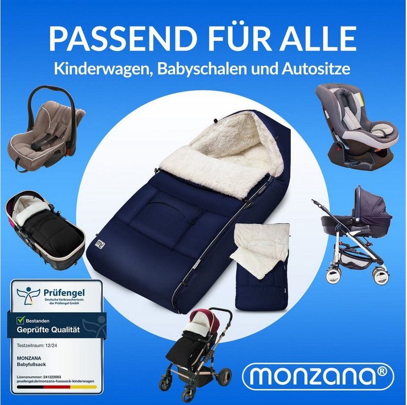 Monzana Baby Voetenzak – Ritssluiting Wasbaar 90x60cm - Marineblauw