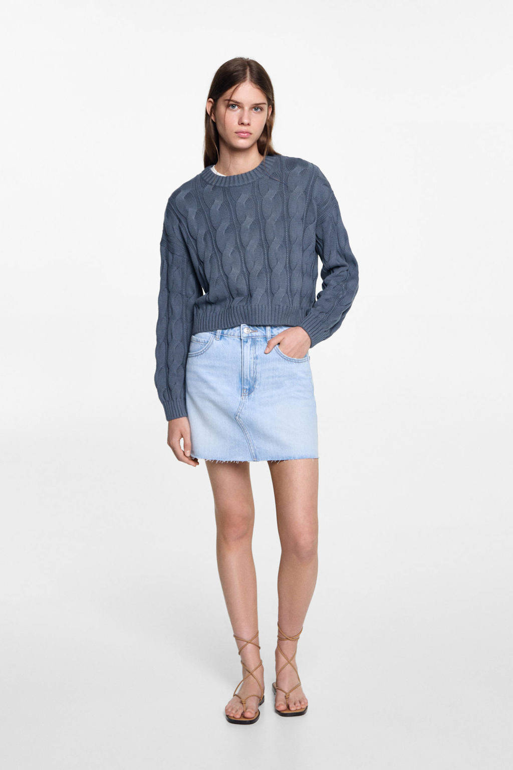 MANGO TEEN gebreide trui blauw