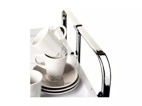 Table roulante pliante BAUHAUS, 2plateaux, châssis chromé