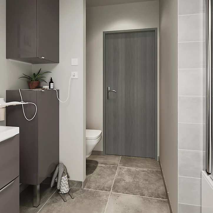 Bloc-porte Alpille effet bois gris H.204 x l.73 cm, réversible