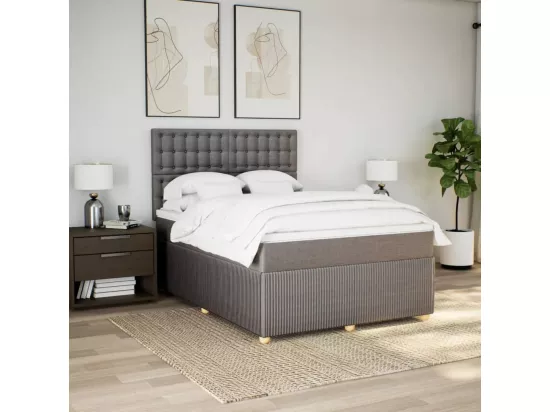 Sommier à lattes de lit avec matelas Taupe 160x200 cm Tissu