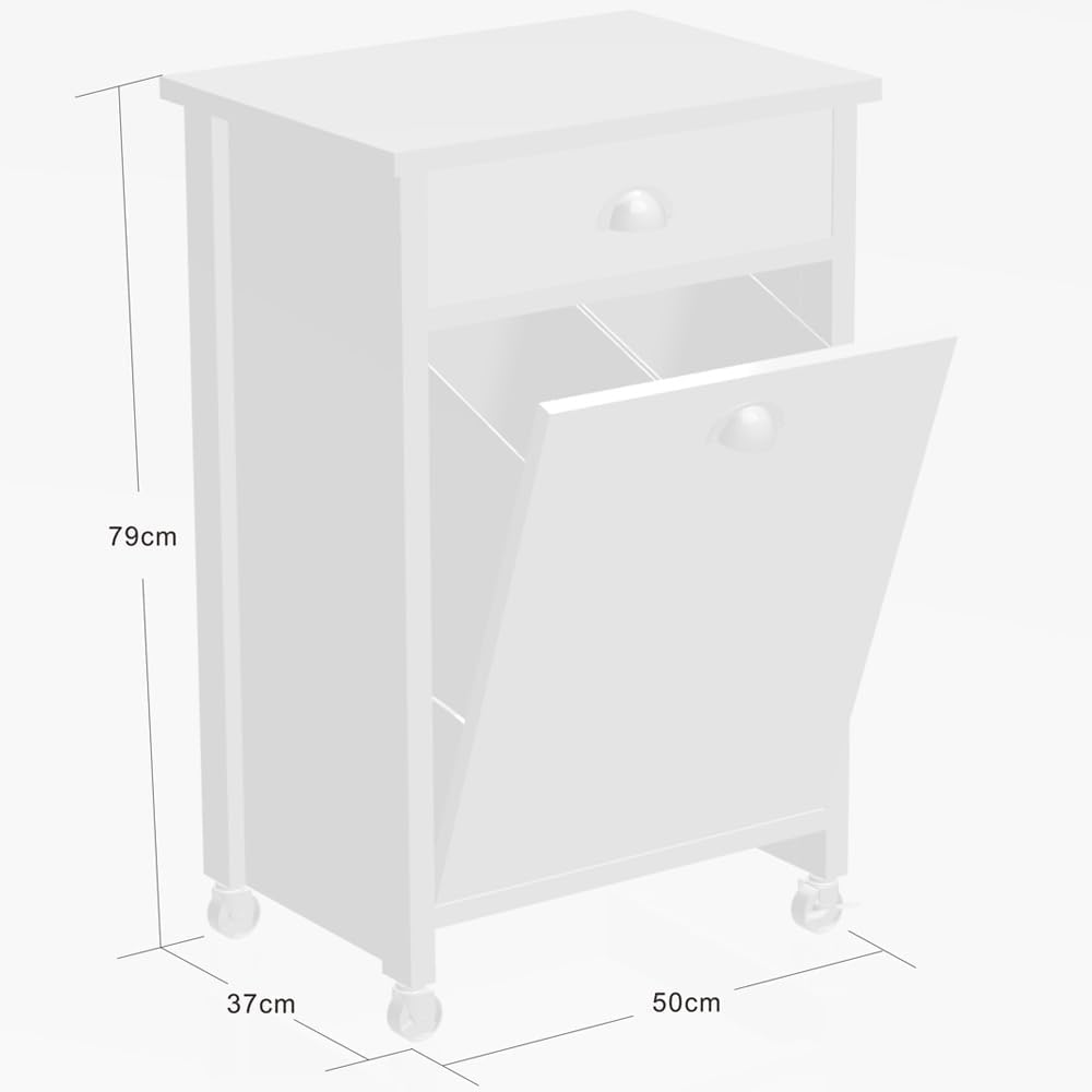 Kesper |Küchenwagen mit Mülltrennsystem, Material: Faserplatte, Maße: B 50 x H 78,5 x T 37 cm, Farbe: Braun, Weiß | 25508 13
