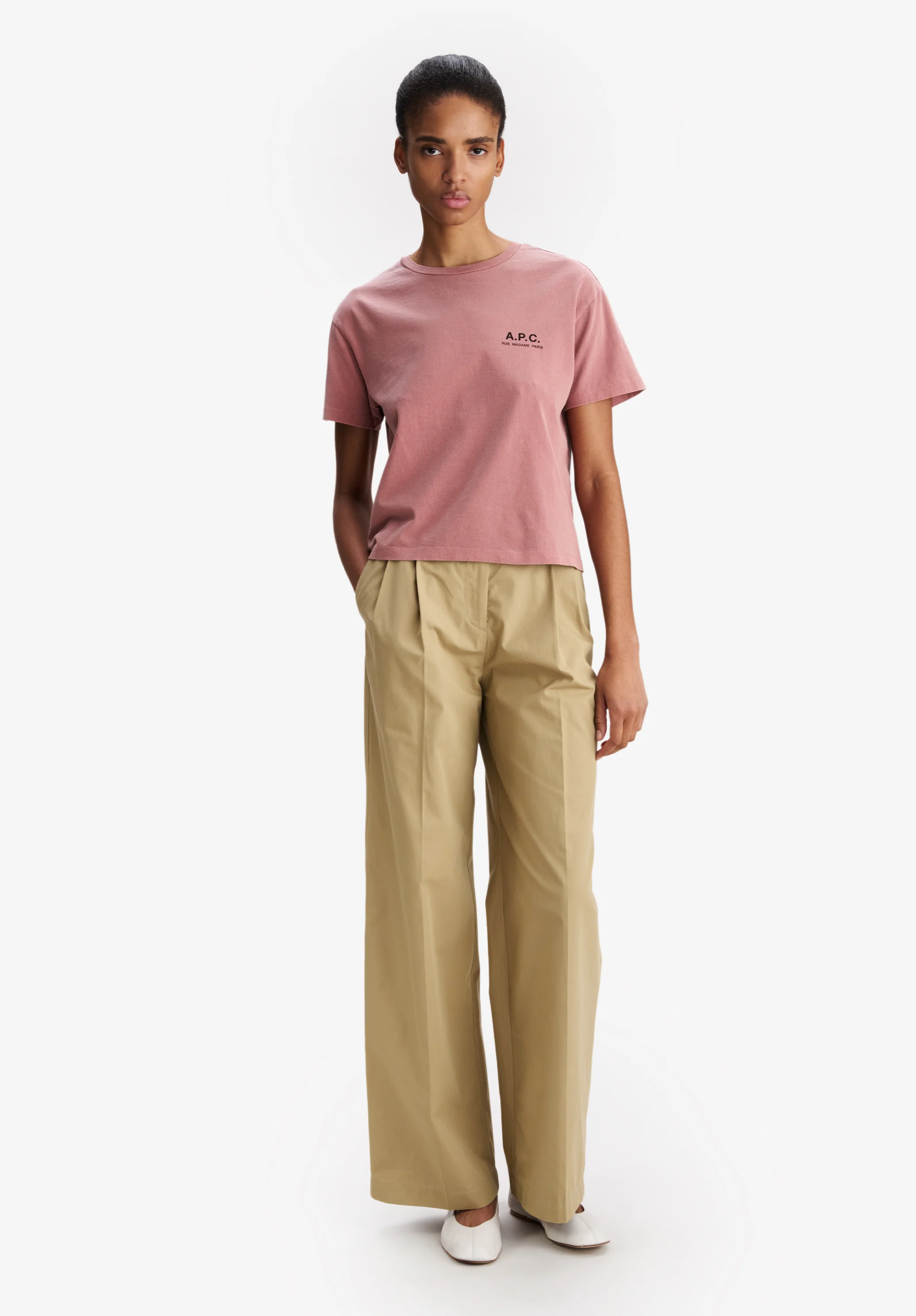 T-shirt rose framboise à logo A.P.C. Rue Madame - Framboise