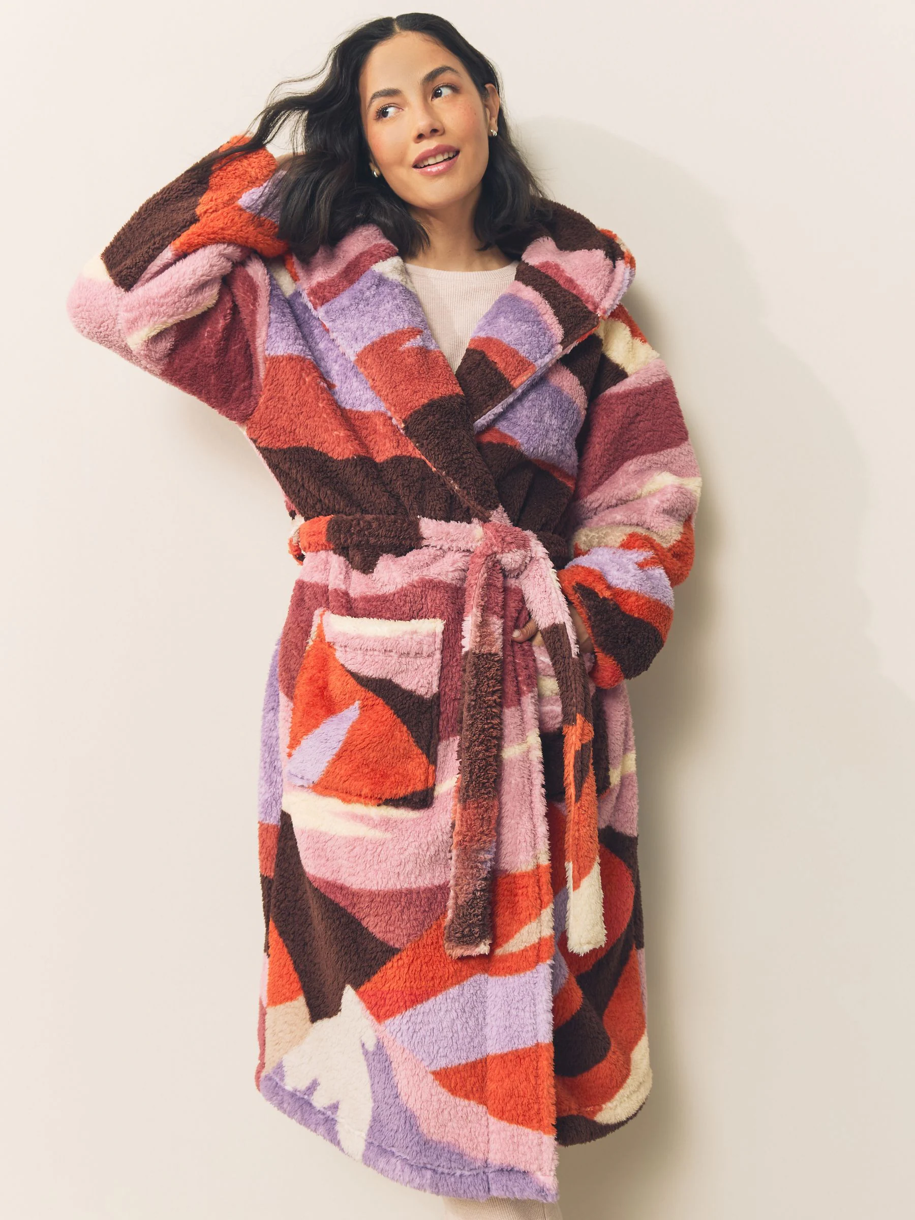 Orange Abstract Scene Print - Teddy Borg Dressing Gown