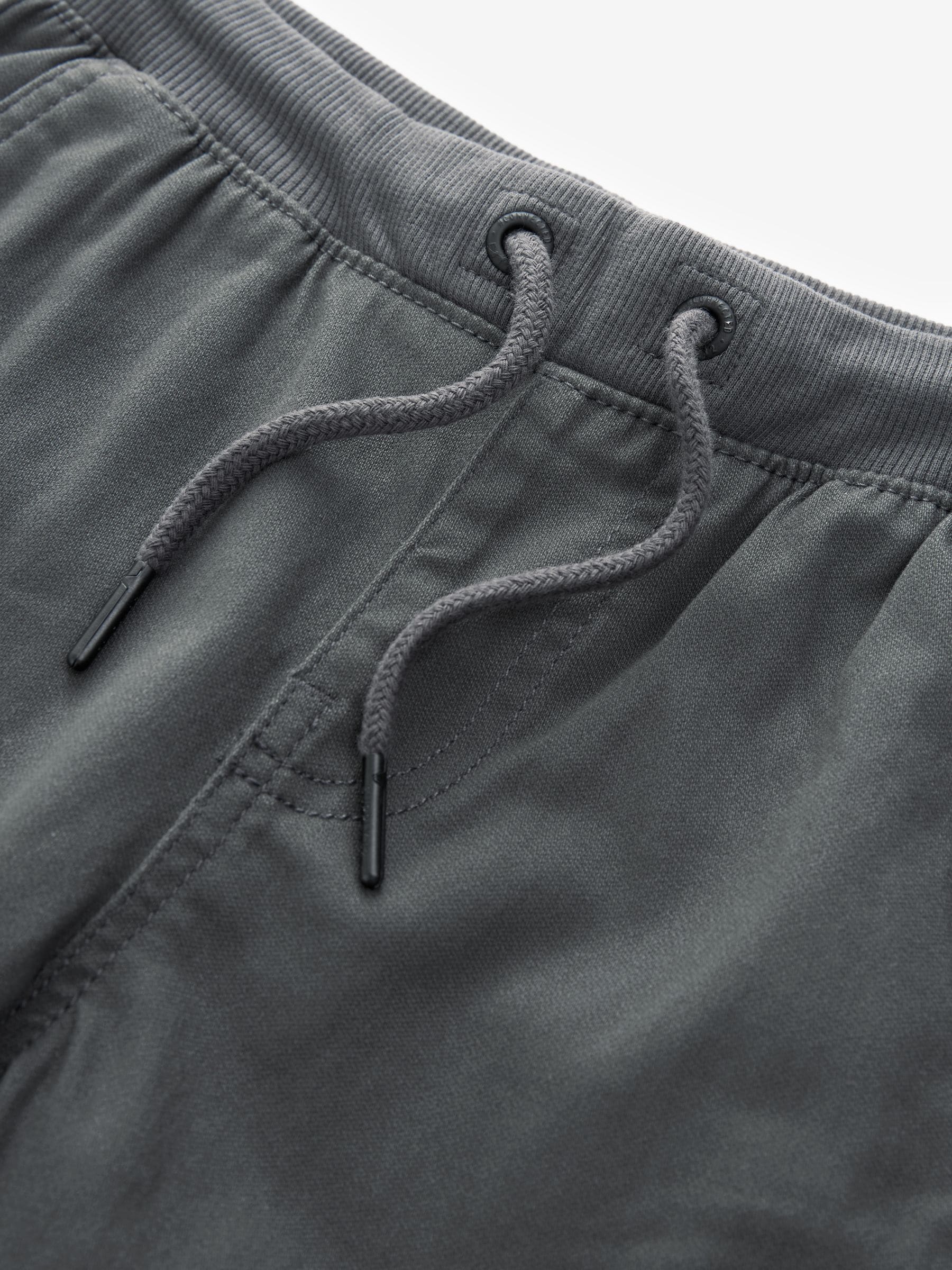 Antraciet - Broek met geribde elastische taille (3-16 jr)