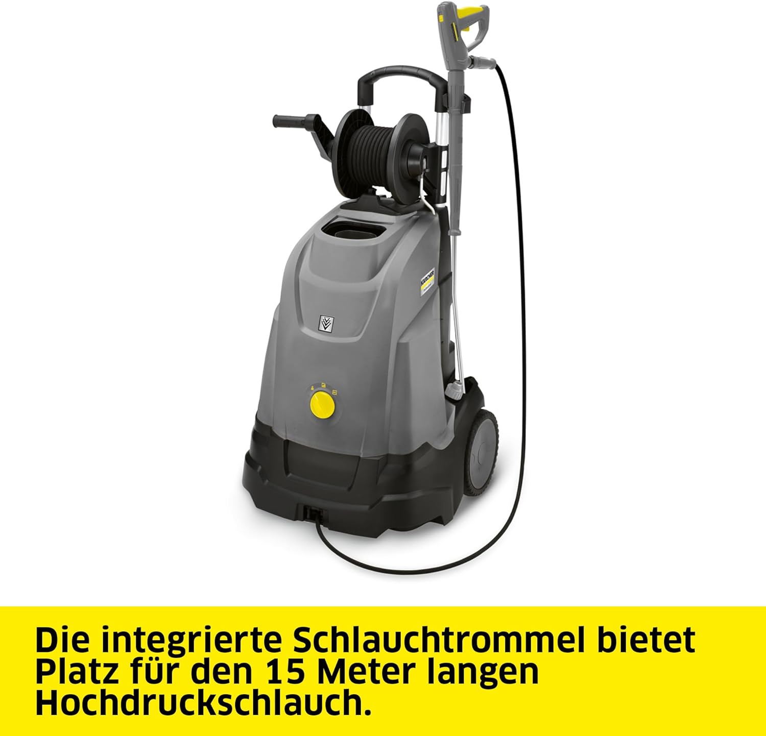 Kärcher Heißwasser-Hochdruckreiniger HDS 5/15 UX, max. 80 °C, Arbeitsdruck: 150 bar, Fördermenge: 450 l/h, Gewicht: 80,5 kg, Schlauch: 15 m, Easy!Force Advanced-Hochdruckpistole, Schlauchtrommel