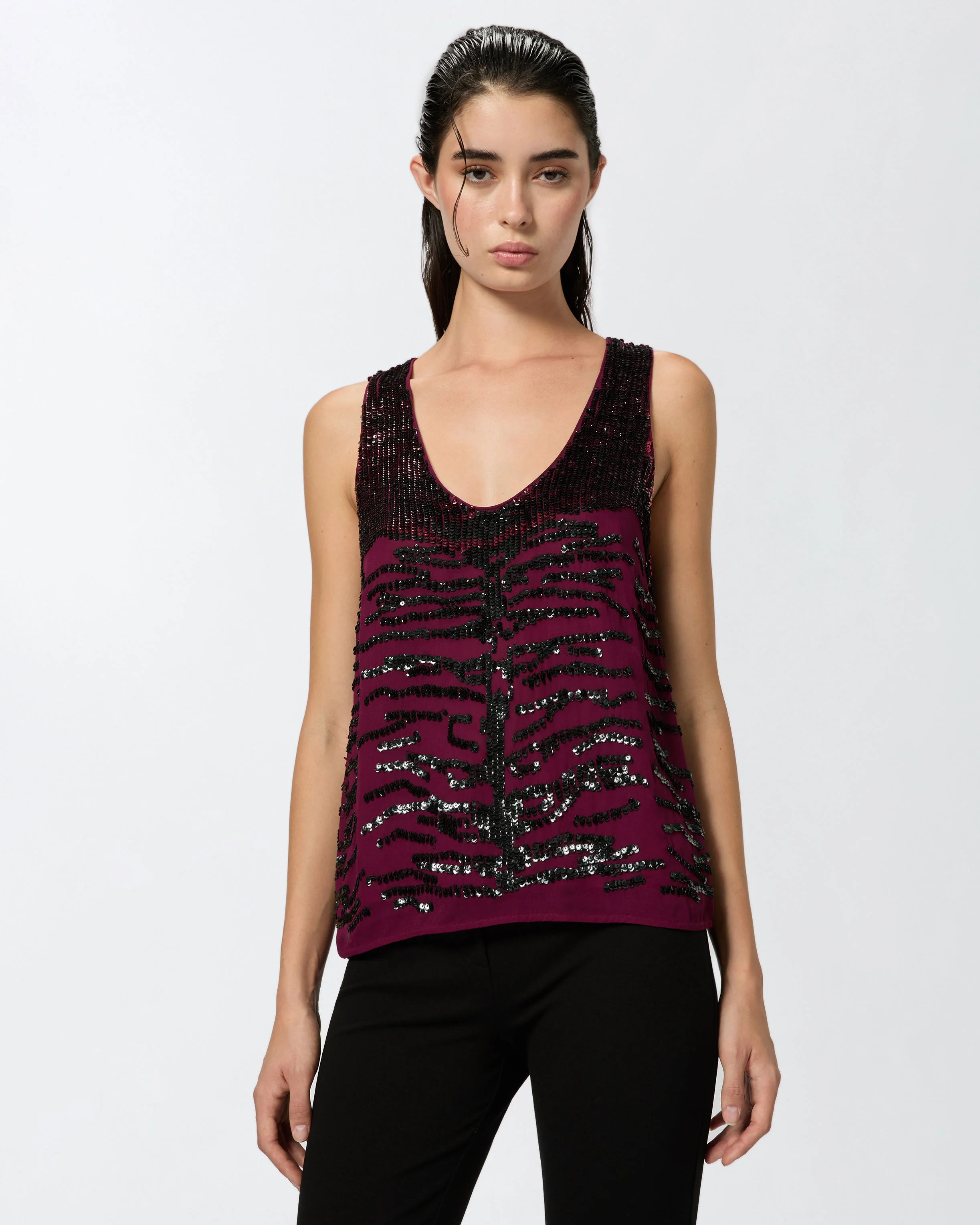 Top à paillettes motif zébré | Multicolore