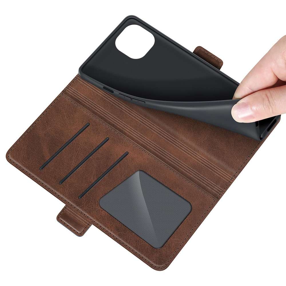 iPhone 13 Vintage Leder Tasche Flip Cover Fashion Design - Braun