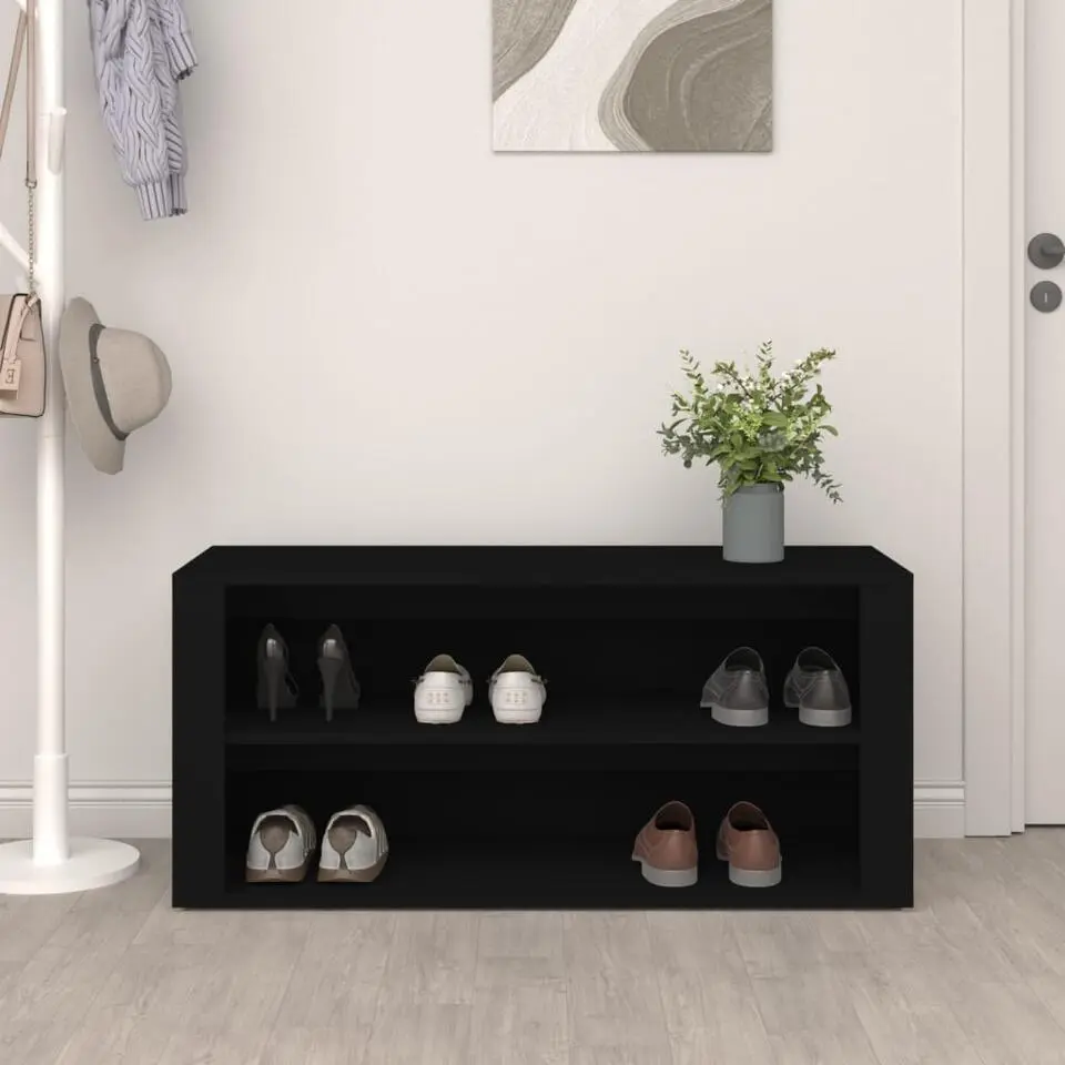 vidaXL - Schoenenrek - Zwart - Bewerkt hout