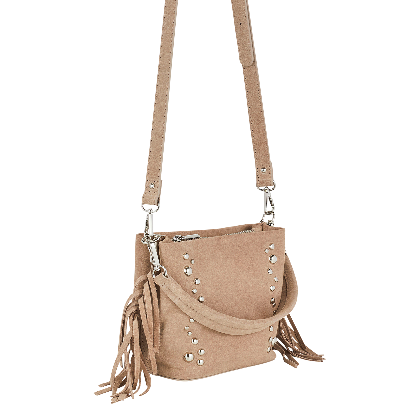 AURELIA - Sac seau en cuir velours | Marron