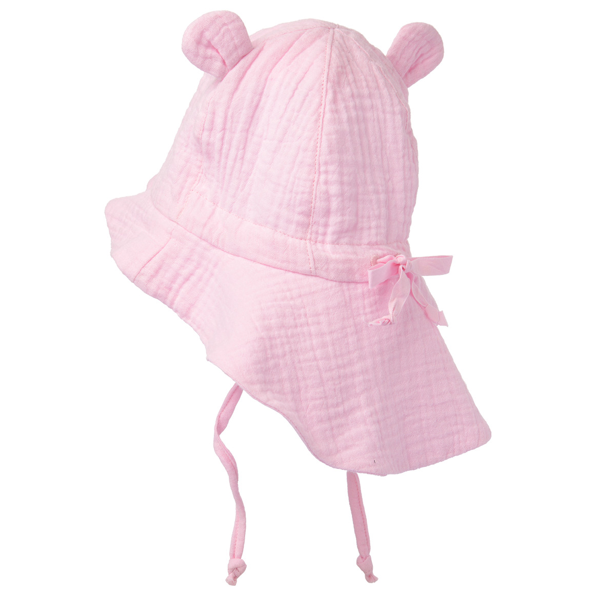 Topomini Baby Musselin-Mütze mit Öhrchen-Applikation rosa