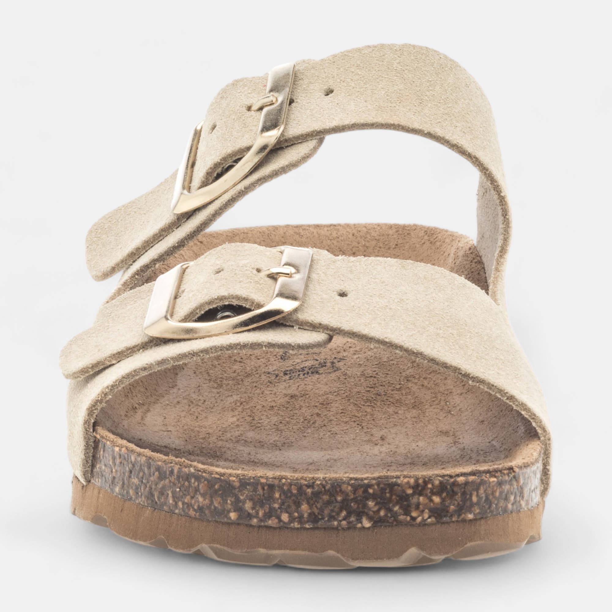 Mules semelle liège Femme en cuir beige