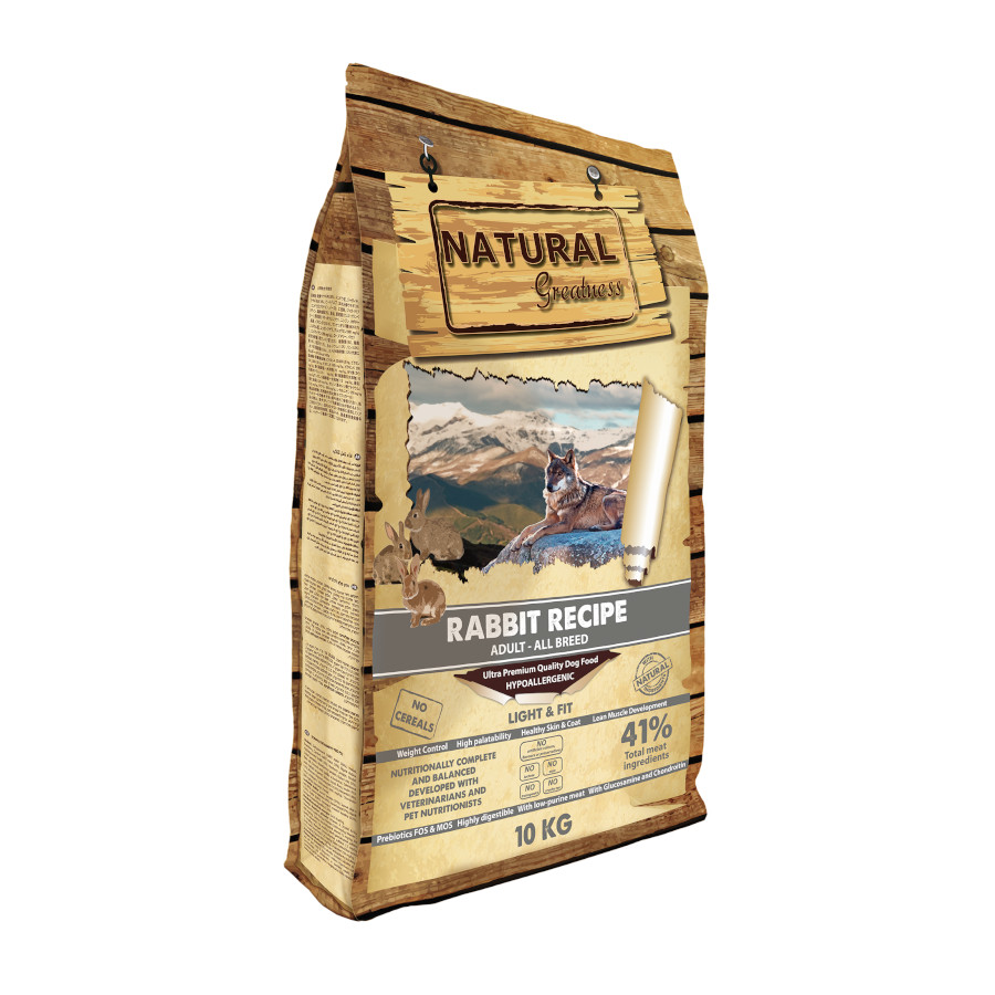 Ração Natural Greatness Light&Fit para Cães com Sabor de Coelho