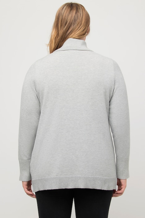 Rollkragenpullover, breite Rippbündchen, Langarm