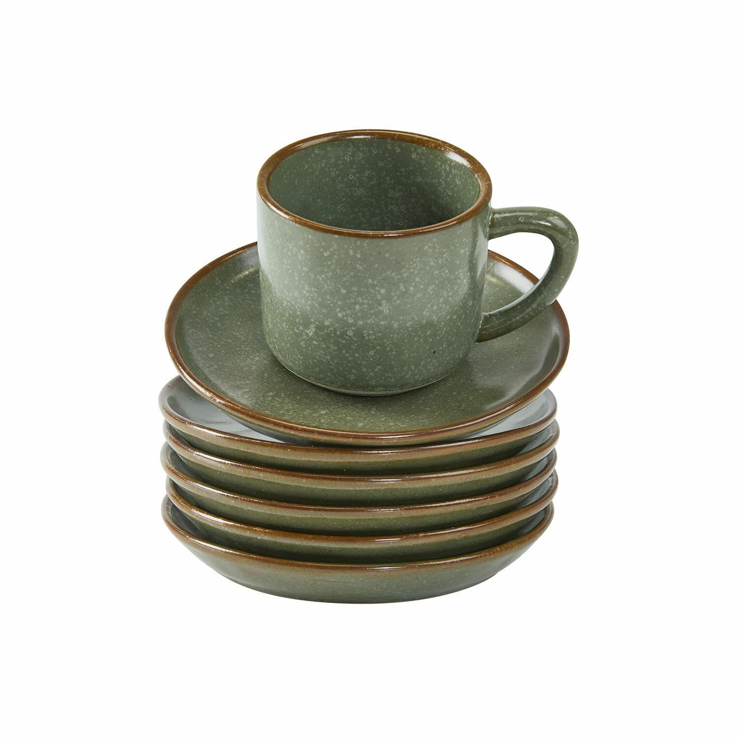 Tasse mit Untertasse 6er Set Biarré türkis/braun