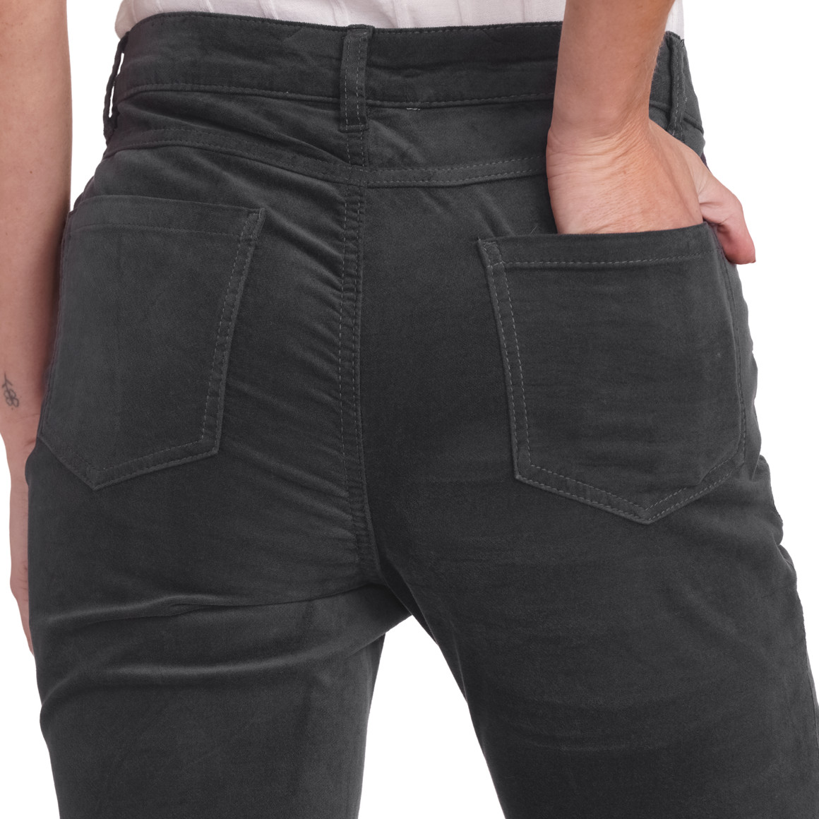 Gina Benotti Damen Samthose mit Slim-Fit dunkelgrau