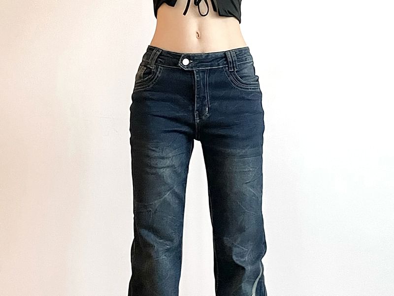 Rosesand - Lage taille grafische print slim-fit boot-cut jeans