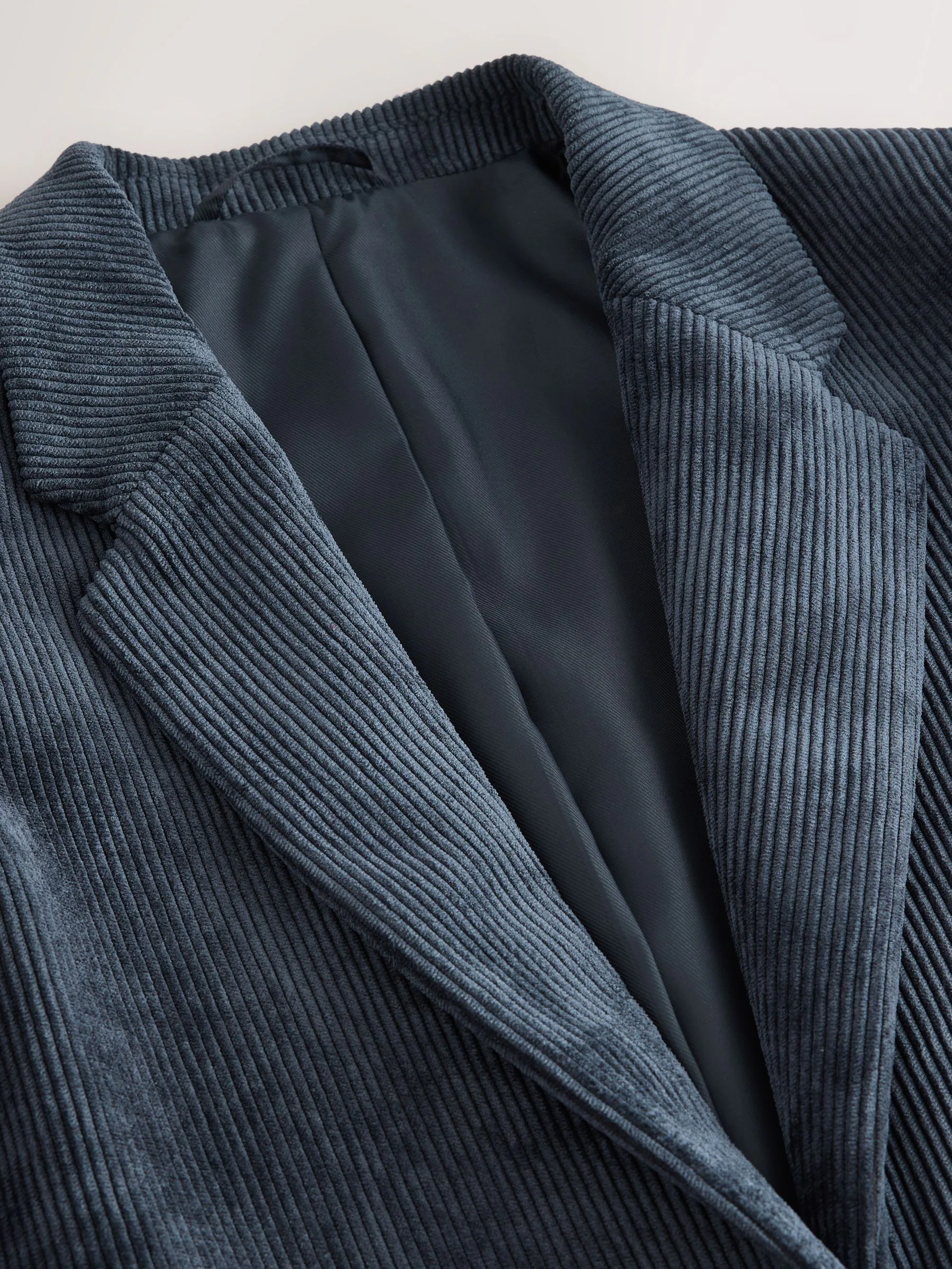 Donkerblauw - Corduroy blazer met enkele rij knopen