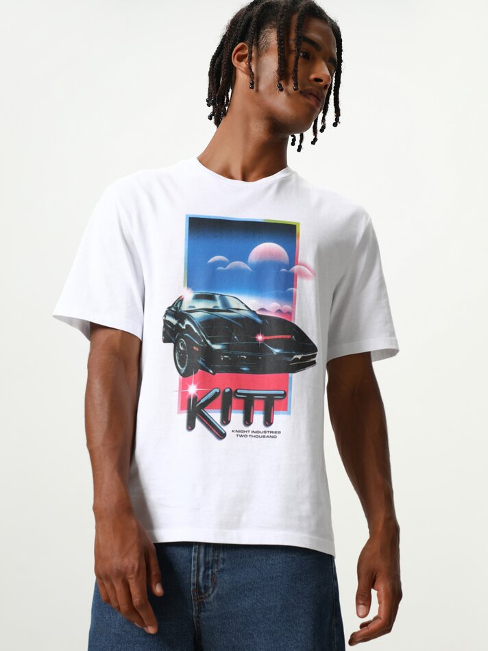 Camiseta Maxi Estampada Knight Rider - Universal - Branca