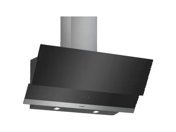 Bosch Serie | 2 DWK095G60 - Hætte - skorsten vinklet - bredde: 89.6 cm - dybde: 38.6 cm - udtrækning og recirkulation (-) - rustfrit stål/sort
