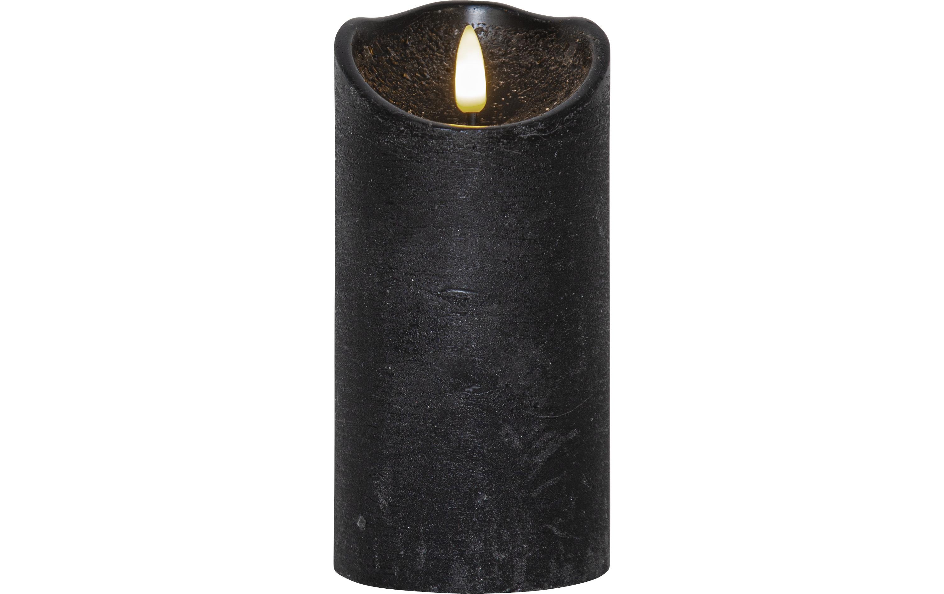LED-Kerze Flamme Rustic, Ø 7.5 x 15 cm, SchwarzLED-Echtwachskerze für Innenbereich mit Timer-Funktion