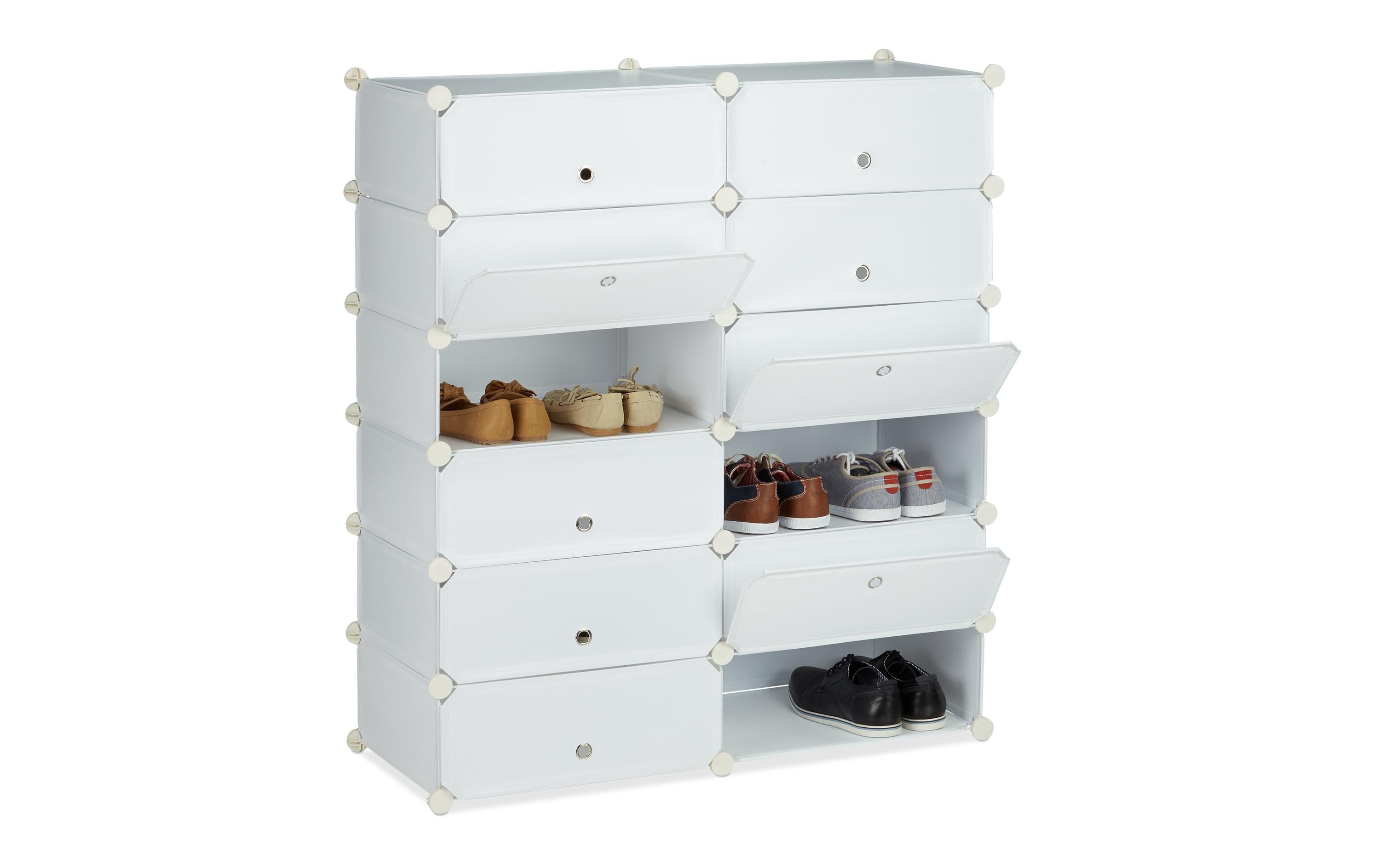 Schuhschrank mit 12 Fächern Silber/Transparent/WeissSchuhschrank zum Zusammenstecken