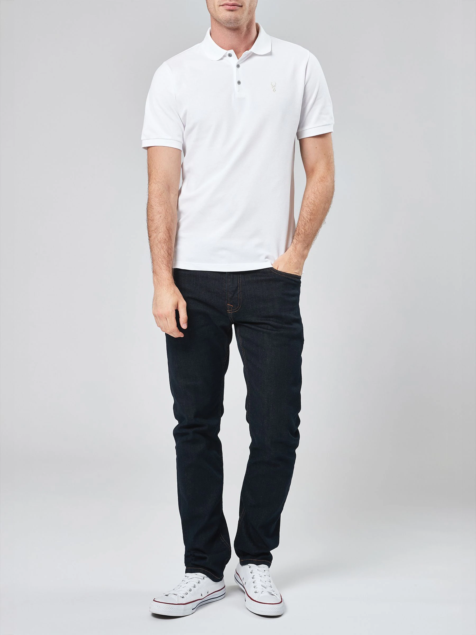 Wit - Normale Pasvorm - Long-Sleeve Pique Polo Shirt