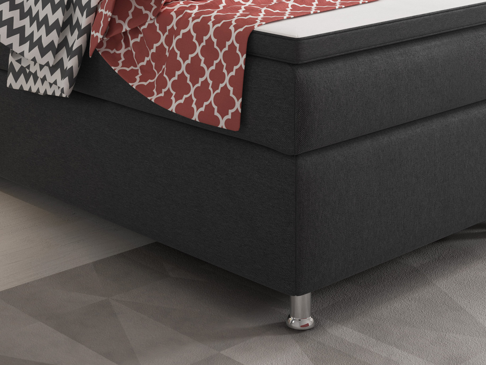 Boxspringbett - anthrazit - mit Topper - H3 - 180x200 cm