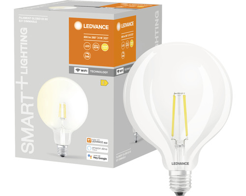 Ledvance Smart WIFI LED Globe Lamp Dimbaar G125 E27/5.5W (60W) Helder 806 lm 2700K Warm Wit