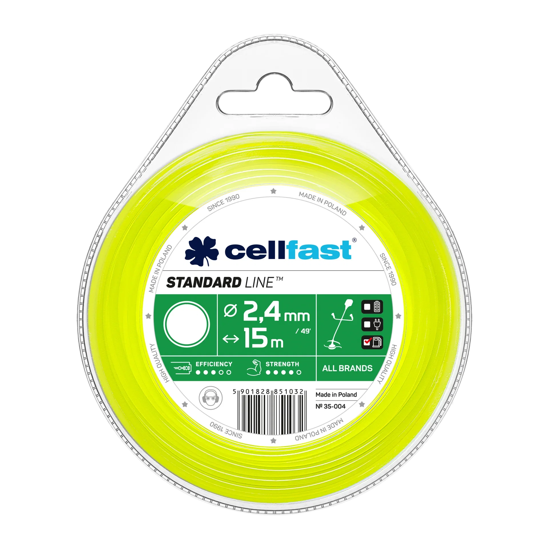 Cell-fast Trimmertråd 2,4 mm x 15 m rund Standard Lengde 15 m