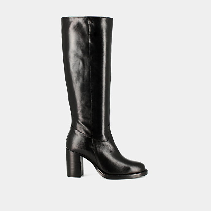 Bottes à talons  en cuir noir